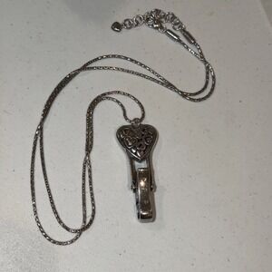 Brighton Floating Heart Reversible ID‎ Holder Lanyard Badge Clip Necklace